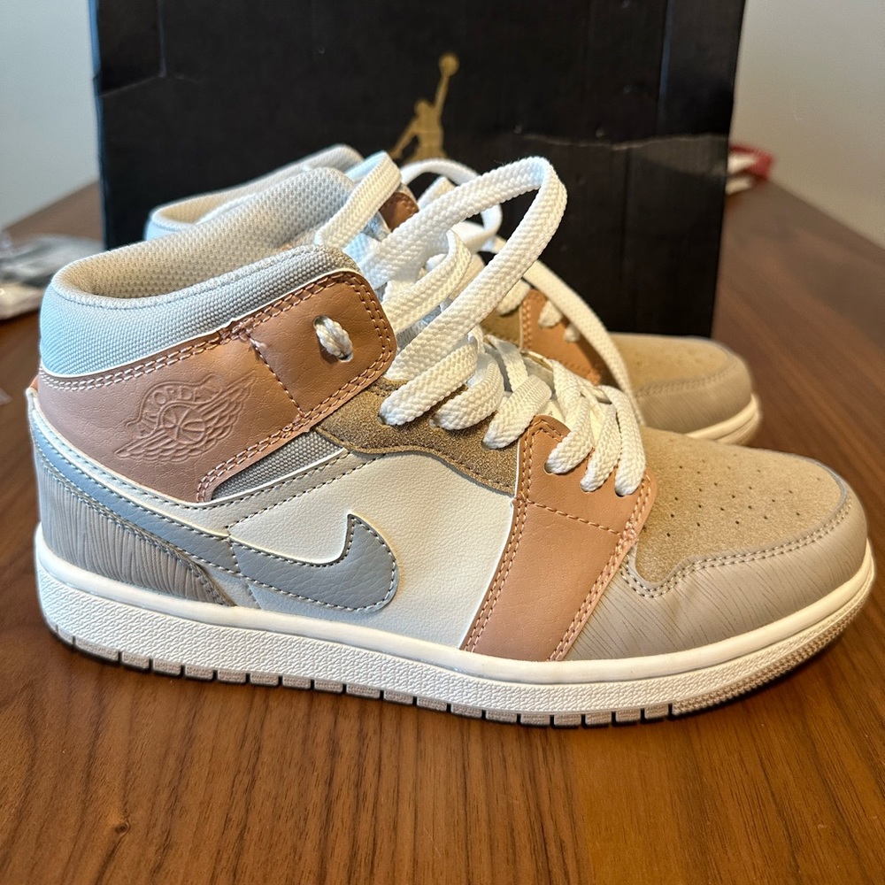 Nike Women’s Mid-Top Athletic Shoes in White, Tan, Gray, and Peach